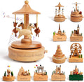 Personalized Wooden Carousel Music Box - Custom Name Gift for Friends, Birthday Christmas Valentine's Day Gift Home Decoration | Hand-Cranked Rotating Music Box