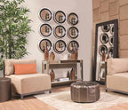 Howard Elliott Patterson Convex Round Hanging Accent Wall Mirror, Matte Black and Silver Leaf, for Bedroom Entrway or Any Room, 16 Inch