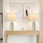 Reaketon Table Lamps for Living Room Set of 2, Ceramic Table Lamps for Bedroom, 20" Modern Lamps for Night Stands, Light Green