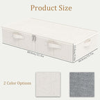 Underbed Storage Bins Compartment, Foldable Under Bed Boxes Organizer, Cube Container with Lid for Organizing Clothes, Sheets, Blankets, Comforter, 31.4x15.7x5.9in, Beige, 2 Pack