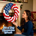 4th of July Decorations Outdoor Patriotic Wreaths for Front Door 250th Anniversary Decorations Red White and Blue American Flag Wreath (Red White Blue 2)