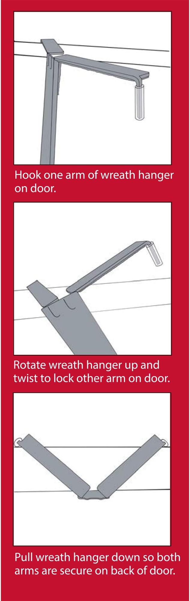 Haute Decor Adapt Adjustable Wreath Hanger, Top & Length Adjustable - Matte Brown - Strong Metal Wreath Holder Hook for Various Door Sizes