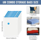 BoxLegend Vacuum Storage Bags with Hand Pump 6 Medium 19.68’’x27.56’’ Thickened Waterproof Vacuum Seal Bags for Clothing Bed Sheets Pillowcases Compression Space Saving for Moving Closet Storage