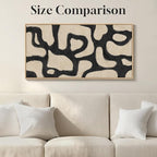 Framed Abstract Neutral Horizontal Wall Art for Living Room, Black Beige Mid Century Modern Artwork for Walls, Large Abstract Canvas Painting Print for Bedroom Hallway Home Office Wall Decor, 24x48 In