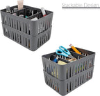 Simplify 4 Pack 3 Compartment Stackable Bin with Adjustable Dividers | Drawer Organizer | Storage Basket | Good for Office | Desk Supplies | Dorm | Bathroom | Accessories | Make Up | Grey