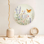 Butterfly Pattern Decorative Ceramic Plate Round Porcelain Plate 10 inch,Flower Watercolor Theme,for Bedroom Living Room Bathroom Party Kitchen Home Wall Hanging Decor,Orange Purple