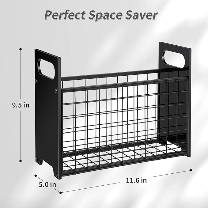 Magazine Rack, Magazine Holder for Desktop and Home Office, Magazine Basket Decorative Books Organizer Farmhouse File Storage Basket for Magazines, Books, Newspapers, Tablets, Black