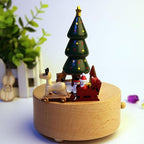 Natural Solid Wood Handcrafted Beech Wooden, Musical FigureTotoro/Carousel/Fairy/Ballerina Figurine,Rotating Hand Crank Mechanism Music Box,Musical Decorations (Christmas Tree and Carriage)