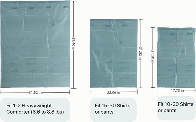 Vacuum Storage Bags for Clothing - NeatNest 6 Pack Flat Space Saver Bags, 3 Small+3 Medium, for Clothes, Towels, Sweaters, Dual Compression (Vacuum or Hand Press), Airtight and Reusable