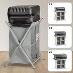 Luggage Rack for Guest Room, Suitcase Stand with 4 Fabric Storage Compartments and 4 Nylon Straps, Metal Folding Luggage Rack for Hotel, Bedroom, Living Room, Gray