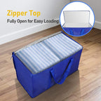 TICONN 12 Pack Extra Large Moving Bags Heavy Duty with Zippers & Carrying Handles, Durable Storage Bags Moving Boxes for Closet Organizers and Storage (12 Pack, Blue)