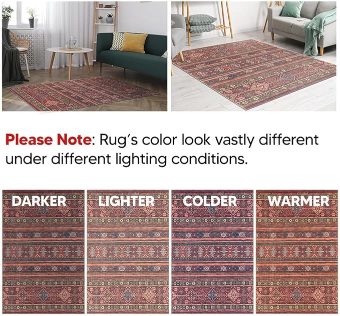 Keen Home Design 2x7 Rug - Machine Washable Runner Rug with Non-Slip Backing, Ideal for Hallway, Entryway, Kitchen, Laundry Room - Vintage, Easy Clean, Durable, Low Pile Rug - (2'6" x 7')