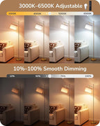 EDISHINE 64.7IN Modern Floor Lamps for Living Room, Dimmable Arc Floor Lamp with Remote, 5CCT & Foot Pedal Switch, Minimalist for Bedroom, Bulb Included, Gold