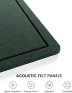 Fluxynara Bulletin Board, 23.6" x 17.5" Cork Board Alternative with 12 Safe Removable Adhesive Tabs, Foldable Felt Pin Board for Home Office, Classroom, Bedroom,Entryway for Walls—Pine Green