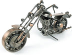 TRANSGOOD Handmade Motorcycle Model with Rolling Wheels, 9" Vintage Steampunk Bike Sculpture, Heavy-Duty Iron Desk Decor, Unique Biker Gift for Dad Husband, Industrial Man Cave Office Home Art