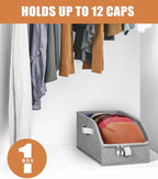 Livelab Hat Organizer for Baseball Caps, Hat Storage Holder Container for Closet Hold Up to 12 Caps with Clear Window, Hat Boxes for Home Storage | 1Pcs Grey