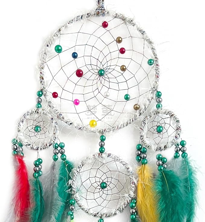 Christmas Rings Dream Catcher with Lights Handmade Christmas Dreamcatcher Hanging Decoration Home Wall Decoration Craft Ornament