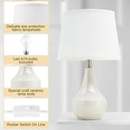 GyroVu 18" Table Lamp Set of 2, Ceramic Table Lamp Classic Beside Lamps Nightstand Lamp Modern Lamp for Living Room, Bedroom & Office Rocker Swtich Cream-LED Bulbs Included