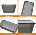 32 PCS Clear Plastic Drawer Organizer Set, 4-Size vanity organizer Trays and Storage Bins for Makeup, Jewelry and Gadgets in Bedroom, Bathroom and Office, Clear Black