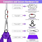 Aerial Silks Kit & Aerial Yoga Hammock - 11Yd Premium Fabric with Hardware - Easy Setup for Flying Yoga, Aerial Swing & Fitness - Supports Up to 14ft Rigging