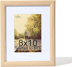 KTKDE 8x10 Light Oak Picture Frame with Removable Mat for 5x7 Photo, Real Glass for 8 by 10 picture frame, Modern Style Wood Composite Frame, rustic picture frames Table Top or Wall Mount