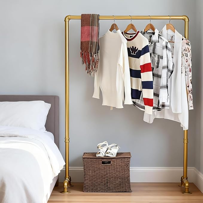 Industrial Pipe Clothing Rack 59in,Clothes Racks for Hanging Clothes,Heavy Duty Display Garment Rack