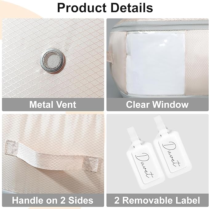DIMJ Comforter Storage Bag - 110L Large Capacity Ultra Space Saving Self Compression Organize for Duvet, Pillow, Bedding, Blanket Storage Organizer Nylon Compression Bags, Sheet Storage