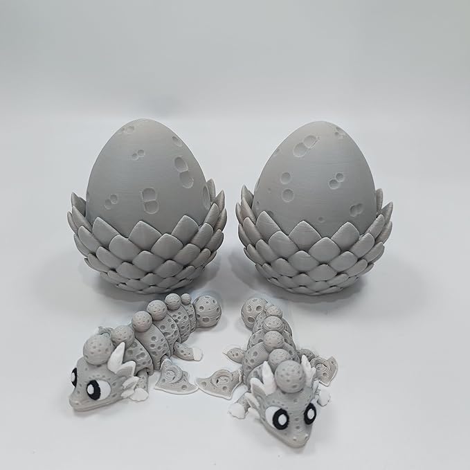 Enchanted 3D Egg with Miniature Inside - Handcrafted Printed Collectible | Fantasy Decor & Gift (Moon Dragon & Egg (Box))