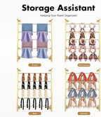 Scarf Organizer Wall Mounted, 5-Tier Scarf Display Rack, Metal Spiral Scarf Holder Belt Pants Hijab Hanger for Clothing Retail Store Home, 23.6" x 3.9" x 29.5"(Gold)