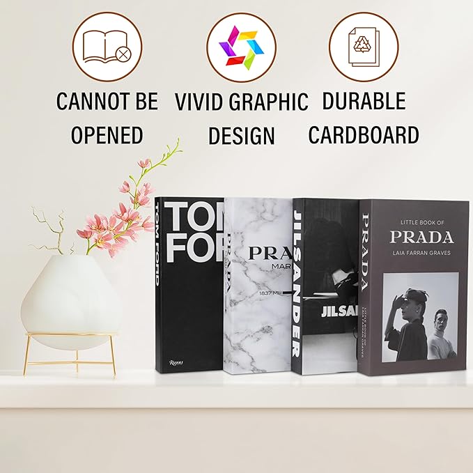PROBENEX Marble Large | 4 PCS Faux Decorative Books for Home Decor | Not Real Books (Cardboard Boxes) | Coffee Table, Bookshelf & Shelf Styling Display Props for Living Room, Office