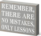 Barnyard Designs Wooden Box Sign Motivational Desk Decor, Inspirational Office Desk Decorations for Women Office Bathroom Shelf Décor (No Mistakes)