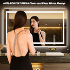 LOAAO 68"x36" LED Bathroom Mirror with Lights, Anti-Fog, Dimmable, Backlit + Front Lit, Lighted Bathroom Vanity Mirror for Wall, Memory Function