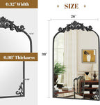 VooBang 26x38 inch Vintage Arched Bathroom Mirror - Gorgeous Wall Vanity Mirror with Beautiful Retro Top and Bottom Engraving Process Frame for Entryway Hallway Living Room, Black