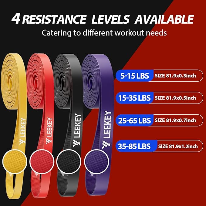 LEEKEY Resistance Bands, Exercise Bands,Pull Up Assist Bands - Bands for Working Out,Band for Men and Women Fitness Training, Physical Therapy,Home Workouts