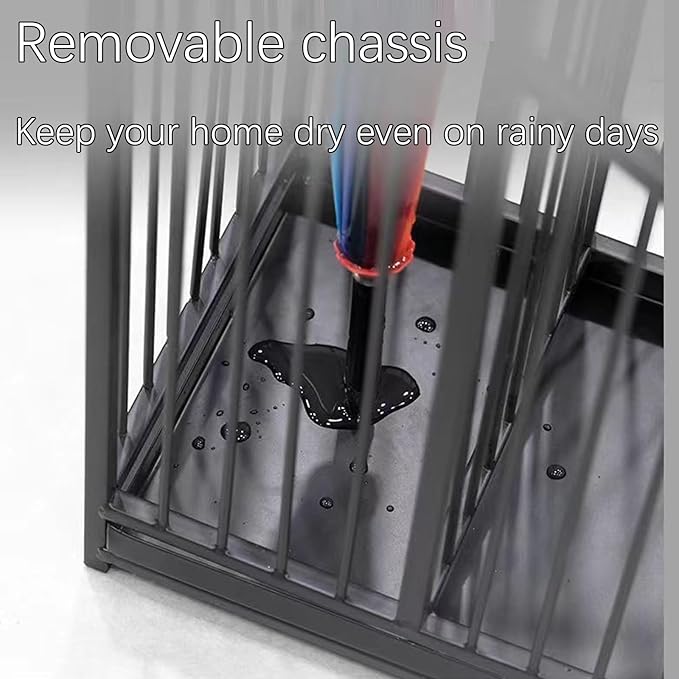Indoor Metal Umbrella Stand，Umbrella Storage，Tall Metal Standing Umbrella Holder，Umbrella Holder for entryway，for Hotel，Offices，Home，Commercial(Black,25 * 20 * 62cm/10 * 8 * 24.4in)