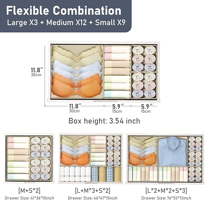 DIMJ Drawer Organizer Clothes Storage - 28 Pack Baby Dresser Organizer for Nursery, Small Fabric Closet Drawer Organizer Bins for Underwears Socks, Foldable Storage Dividers Organization for Bedroom