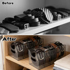 3 Pack Acrylic Belt Organizer Clear Stackable Belt Storage Holder Purse Organizer for Closet - 5 Compartments with Removable Dividers,Display Case Pantry Cabinet Organizers for Ties,Socks,Grey
