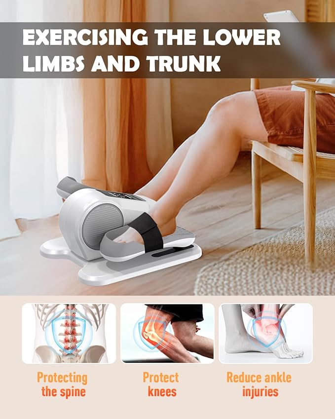 Under Desk Machine, Electric Elliptical Leg Exerciser for Senior, 13 Adjustable Speeds Quiet and Portable Seated Pedal Exerciser for Training with Remote Control