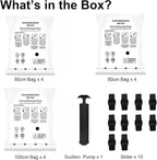 10 Pack Vacuum Seal Bags for Clothing - 2 Large, 4 Medium, 4 Small Vacuum Storage Bags with Hand Pump, Travel Essentials for Home Organization and Space Saving Storage