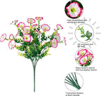 Artificial Fake Spring Outdoor Plants Flowers, 12 Bundles Outside Faux Silk Pink Morning Glory with Eucalyptus Realistic UV Resistant for Planter Pot Porch Garden Yard Patio Balcony Home Decoration