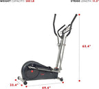 Sunny Health & Fitness Elliptical Exercise Machine, Silent Training, Long Stride Full Body Workout, Adjustable Resistance, Pulse Sensor, SunnyFit App via Bluetooth, Electric or Manual