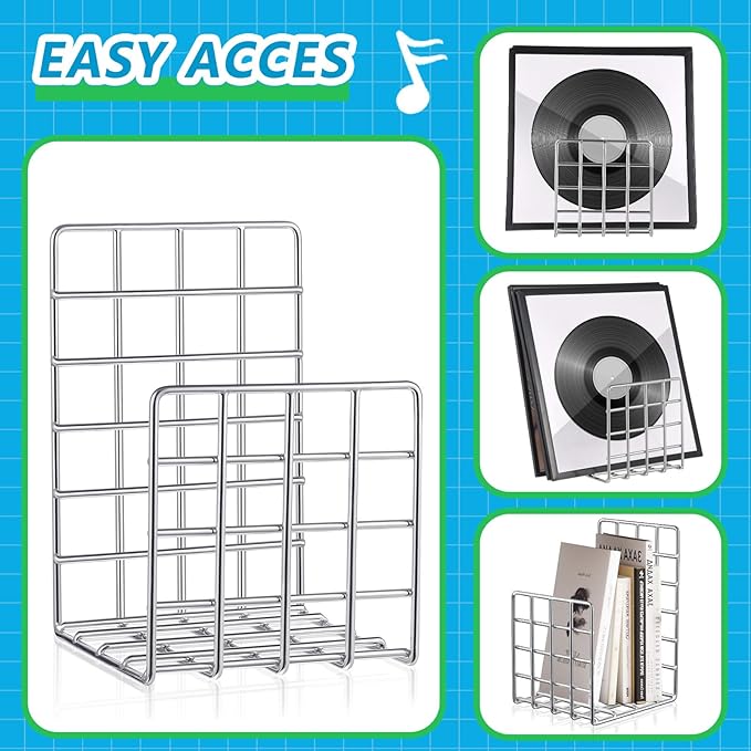 AceOrbit Metal Magazine Rack Holder, 304 Stainless Steel Metal Vinyl Record Stand Holder Record Book Stand Multipurpose Storage Display for Album Lps Magazine File Organizer Living Room Bedroom Office