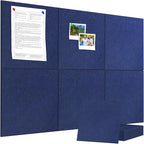 Large Cork Board Alternative 36" X 24" Bulletin Board - 6 Pack Removable Felt Wall Tiles with 20 pushpins, Large Cork Boards for Walls Cork Board for Office Pin Board Tack Board - Denim Blue