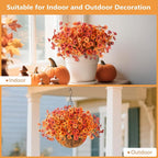 Artificial Fall Flowers for Outdoor, 12 Bundles 4 Colors Faux Mums Fake Fall Plants for Decoration, UV Resistant No Fade Silk Plastic Flower for Autumn Porch Patio Planters Windowbox Yard Garden