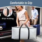 6 Pack Extra Heavy Duty Large Moving Bags with Strong Zipper & Comfortable Handles, Sturdy & Durable Clothes Storage Bags Totes Bins, Packing Moving Boxes for College Supplies, White