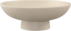 LIN CHUAN Modern Resin Pedestal Bowl – Large Fruit Bowl for Kitchen Counter, Catch All Bowl for Entryway Table, Stylish Key Bowl & Dining Centerpiece, Beige