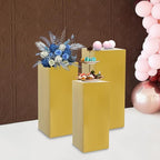 3Pcs Square Display Pedestal Stands Set for Party, Metal Display Stand Plinth Pillars, Cake Stands Pillars for Wedding Birthday Art Decor Risers, 11.8*31.5" (L), 11.02*25.6" (M), 10.24*23.6" (S)