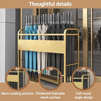 Metal Frame Commercial Umbrella Stand with Removable Drip Tray Large Capacity Heavy Duty Umbrella Holder with wheels for Entryway, Office(Black,80 * 20 * 70CM/31.5 * 7.9 * 27.6IN)