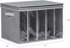 Zilink Upgraded Sweater Storage for Closet with Lids and Support Boards Large Sweater Organizer for Closet with 5 Grids Divider Wardrobe Clothes Organizer for Sweaters, Jeans, Pants, Grey, 3 Pack