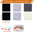 Square Felt Cork Bulletin Board Tiles, Self Adhesive DIY Felt Pin Board for Wall 30" x 20" with 35 Pushpins for Office School Home Wall Decor Stickers Memos Photos Display (Gradual Grey)